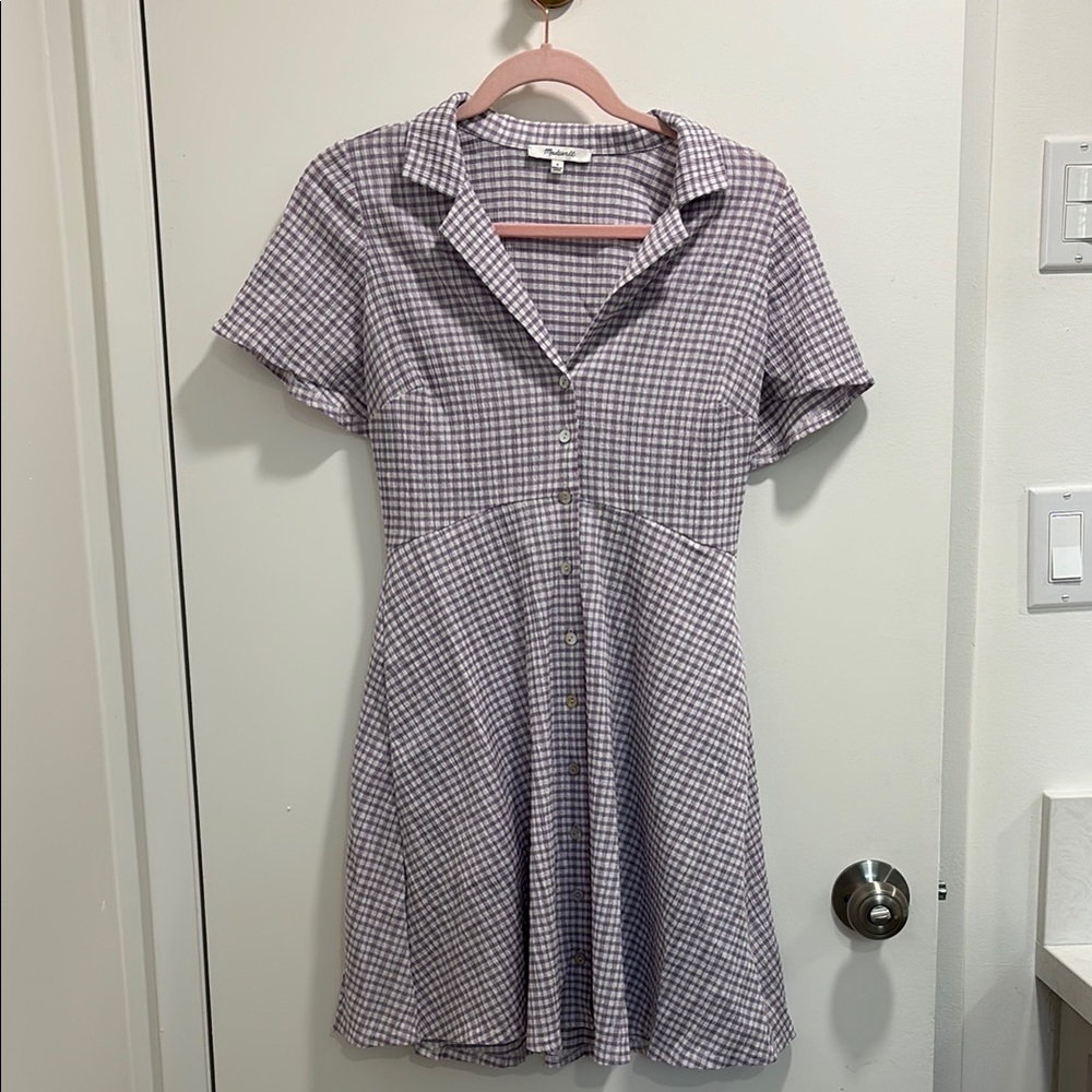 Madewell Lavender Gingham Mini Dress